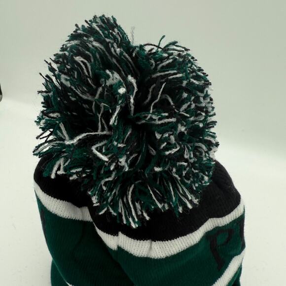 NWT Philadelphia Eagles NFL Pom Beanie Hat Knit Winter Cap Cuffed Green Black - Picture 3 of 4